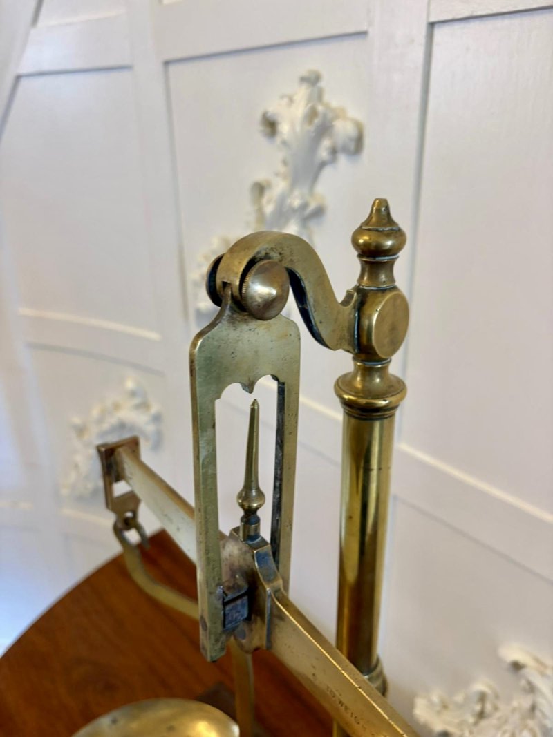 Antique Victorian Apothecary Balance Scales Brass Mahogany Day & Millward Complete with Weights - Image 6